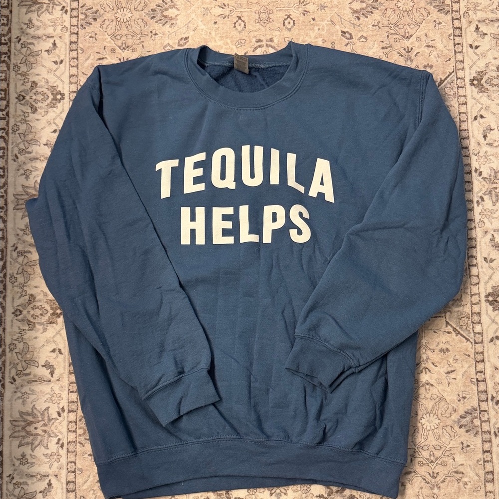 Shannon Ford Blue 'Tequila Helps' Crewneck Sweatshirt